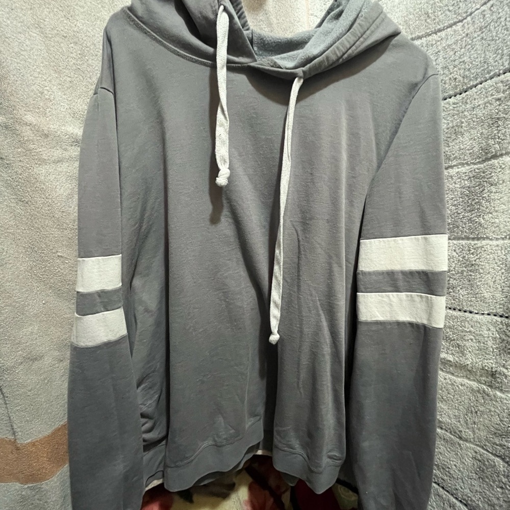 Angel Kiss Gray Hoodie with White Stripes